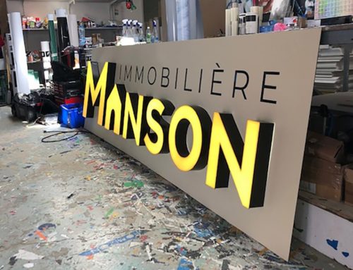 MANSON Immobilière Enseigne face plexi lumineuse ép 100 mm